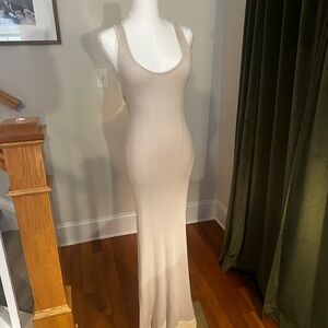 Tan Ribbed Sleeveless Bodycon Maxi Dress